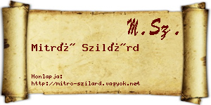 Mitró Szilárd névjegykártya